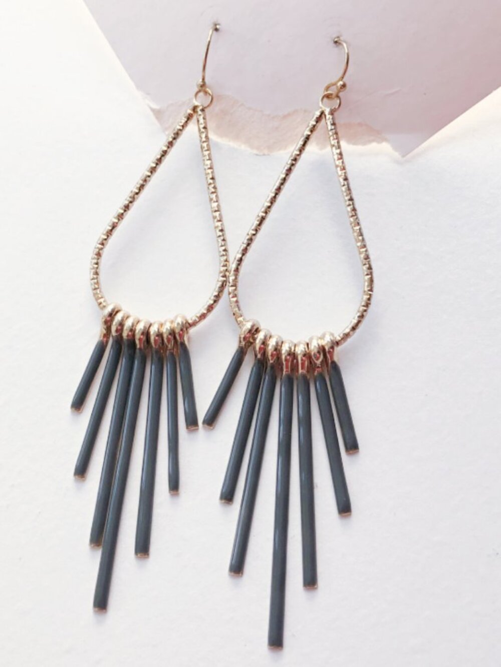 Ella Gold Teardrop Fringe Dangle Earrings